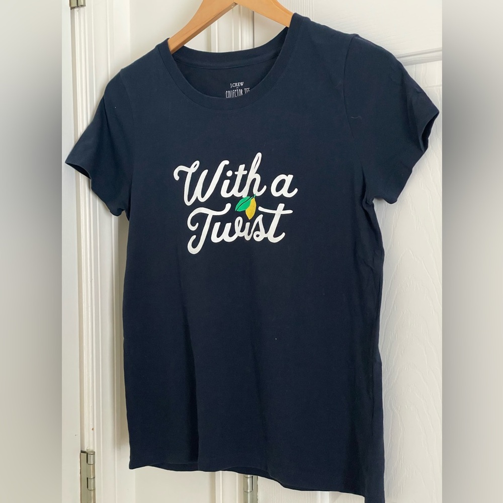 J.Crew “With A Twist” Lemon & navy Collectors Tee (Small)